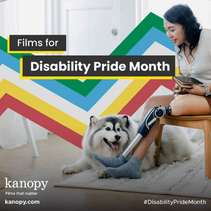 Promotional graphic for Kanopy streaming service for Disability Pride Month